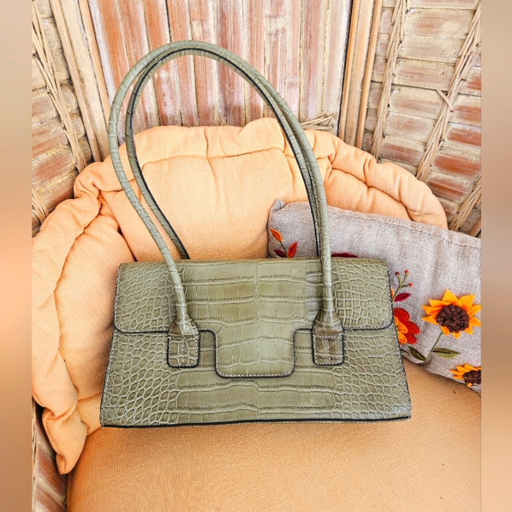 Vtg Tommy Hilfiger Animal Faux Alligator Skin Shoulder Bag Rare Statement Y2k